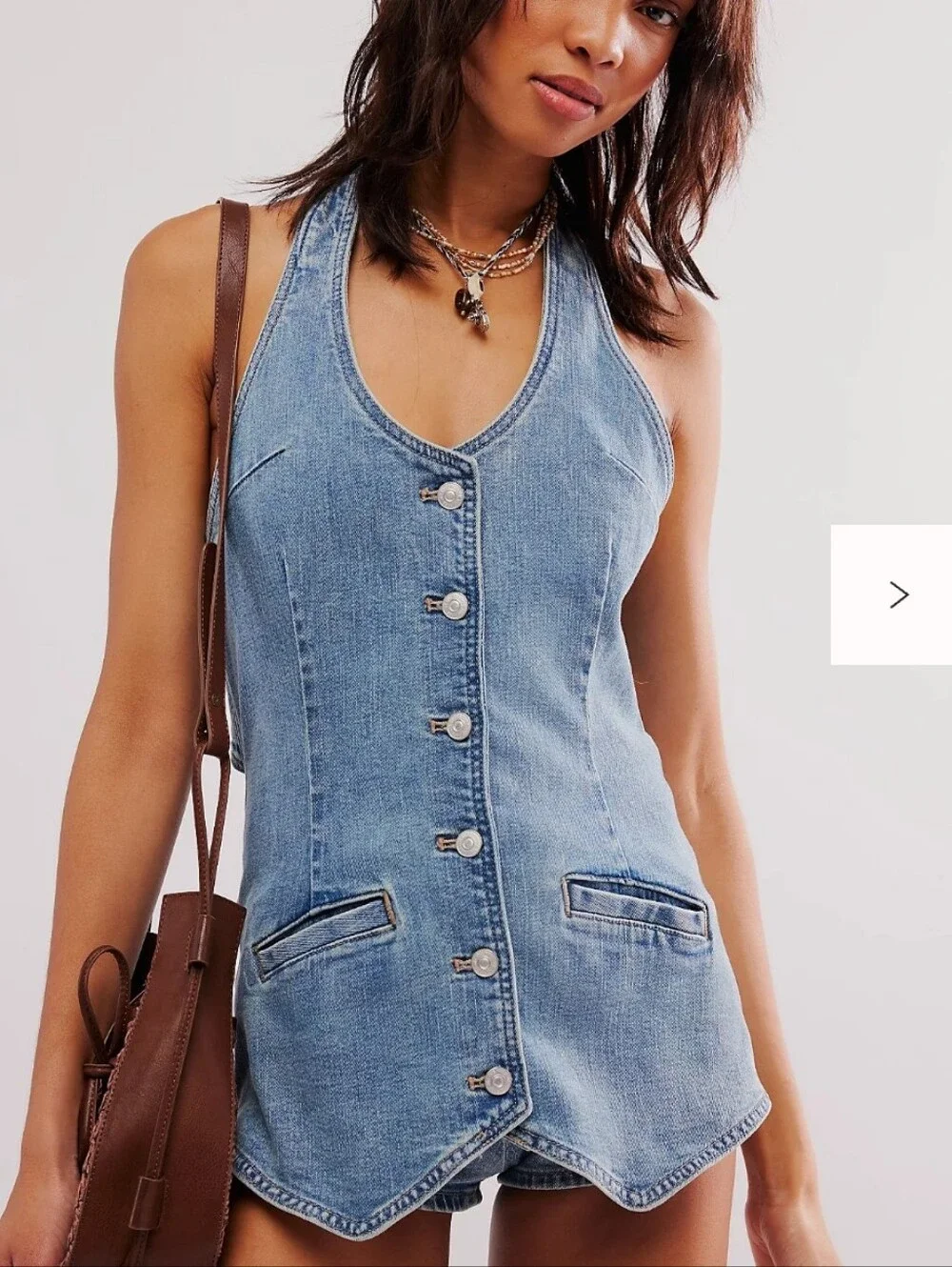 Free People Denim Counter Culture Micro Playsuit
